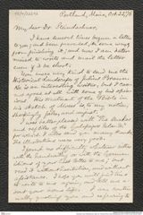 Nachlass Franz Steindachner, Brief von Thomas Hill an Franz Steindachner (25.10.1876), Inv.Nr. 223.02, Seite 1